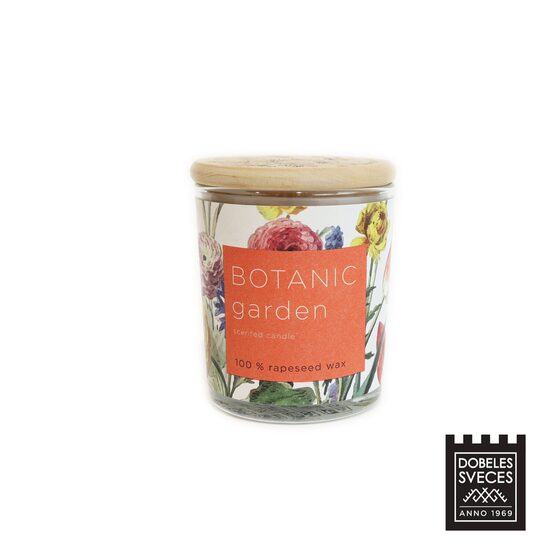 "BOTANIC" sērijas 100% rapša vaska svece "DĀRZS" ar ziedu aromātu